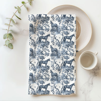 Thoroughbred Cotton Tea Towels - Toile Pattern