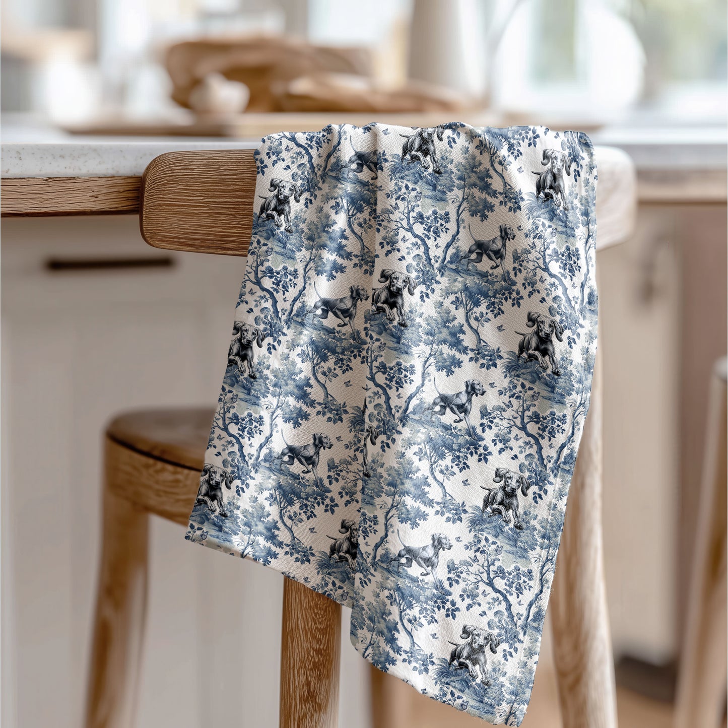 Vizsla Cotton Tea Towels -Toile Pattern
