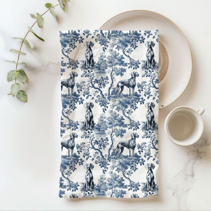 Weimaraner Cotton Tea Towels -Toile Pattern