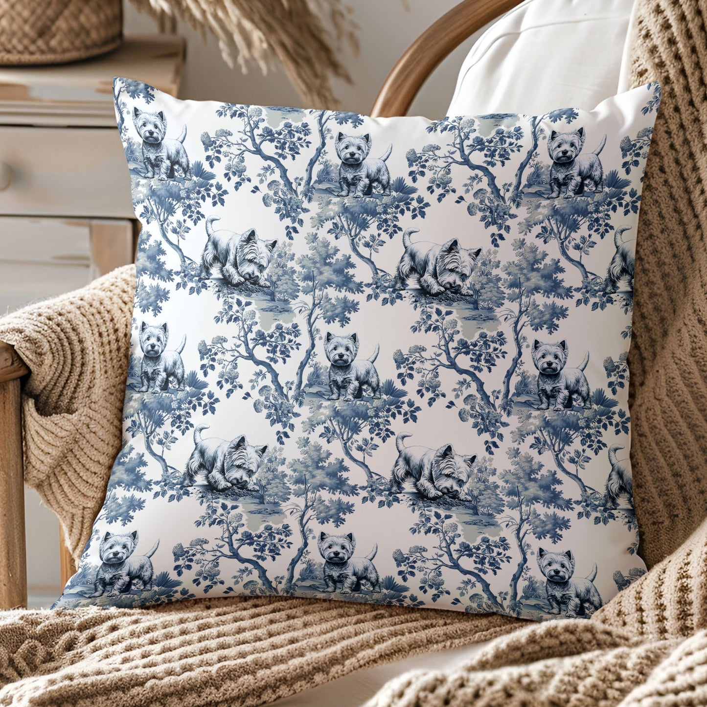 West Highland Terrier Pillow Cover - Toile
