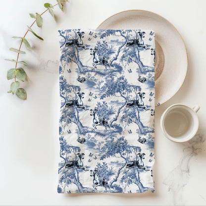 Whippet Cotton Tea Towels - Toile Pattern