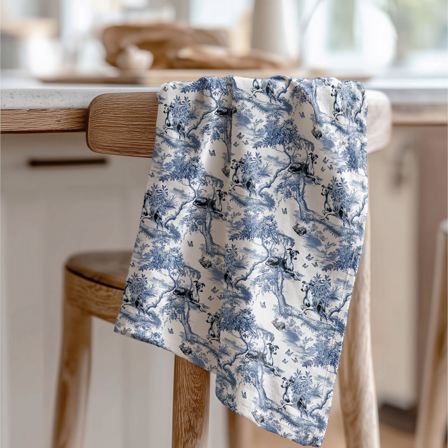 Whippet Cotton Tea Towels - Toile Pattern