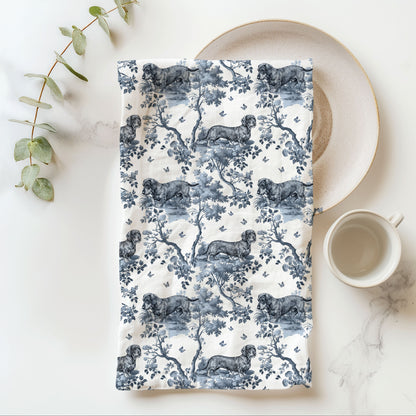 Wirehaired Dachshund Cotton Tea Towels - Toile Pattern