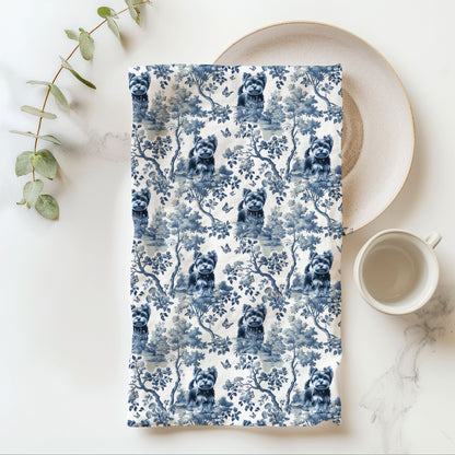 Yorkshire Terrier Cotton Tea Towels - Toile Pattern