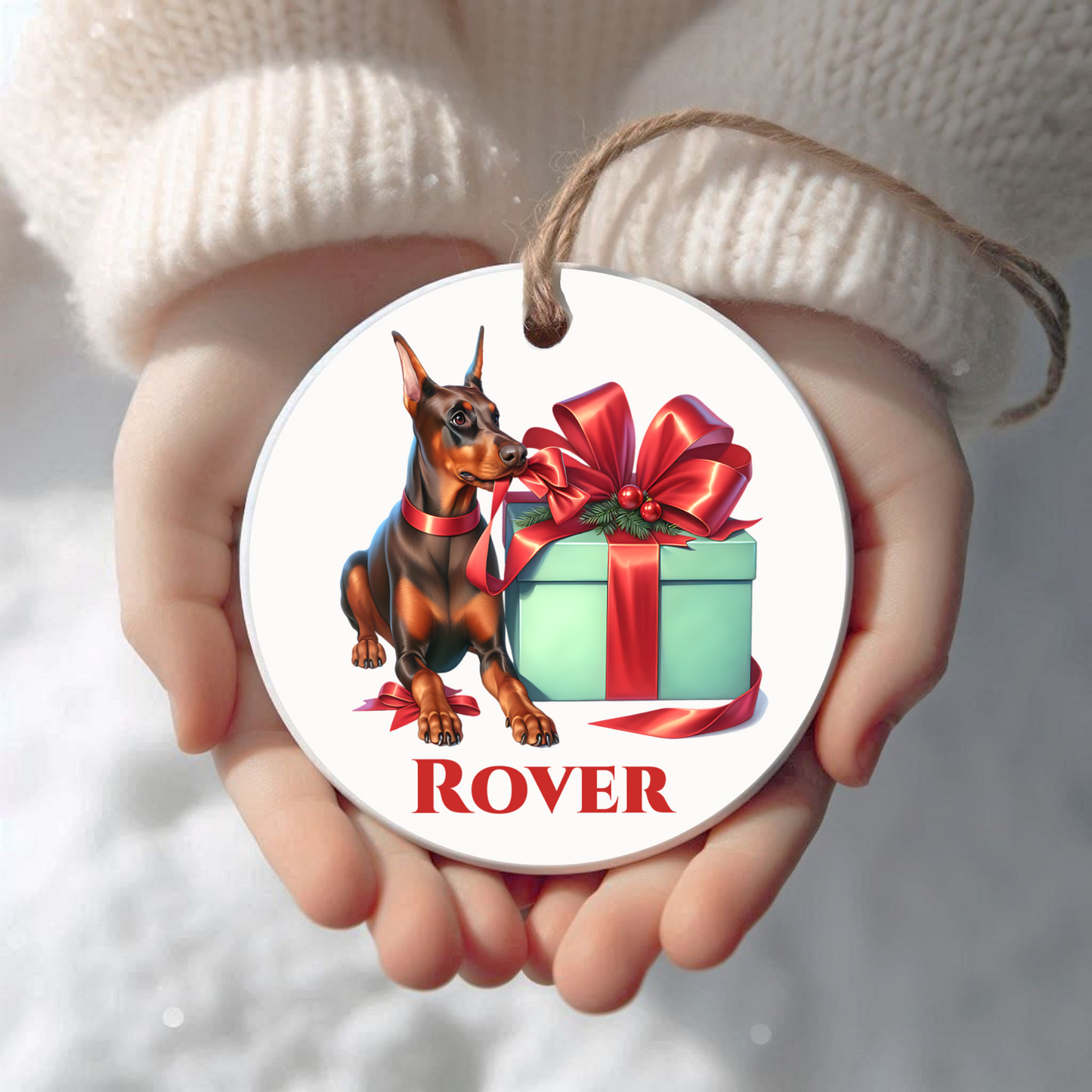 Doberman Ornament with Custom Name