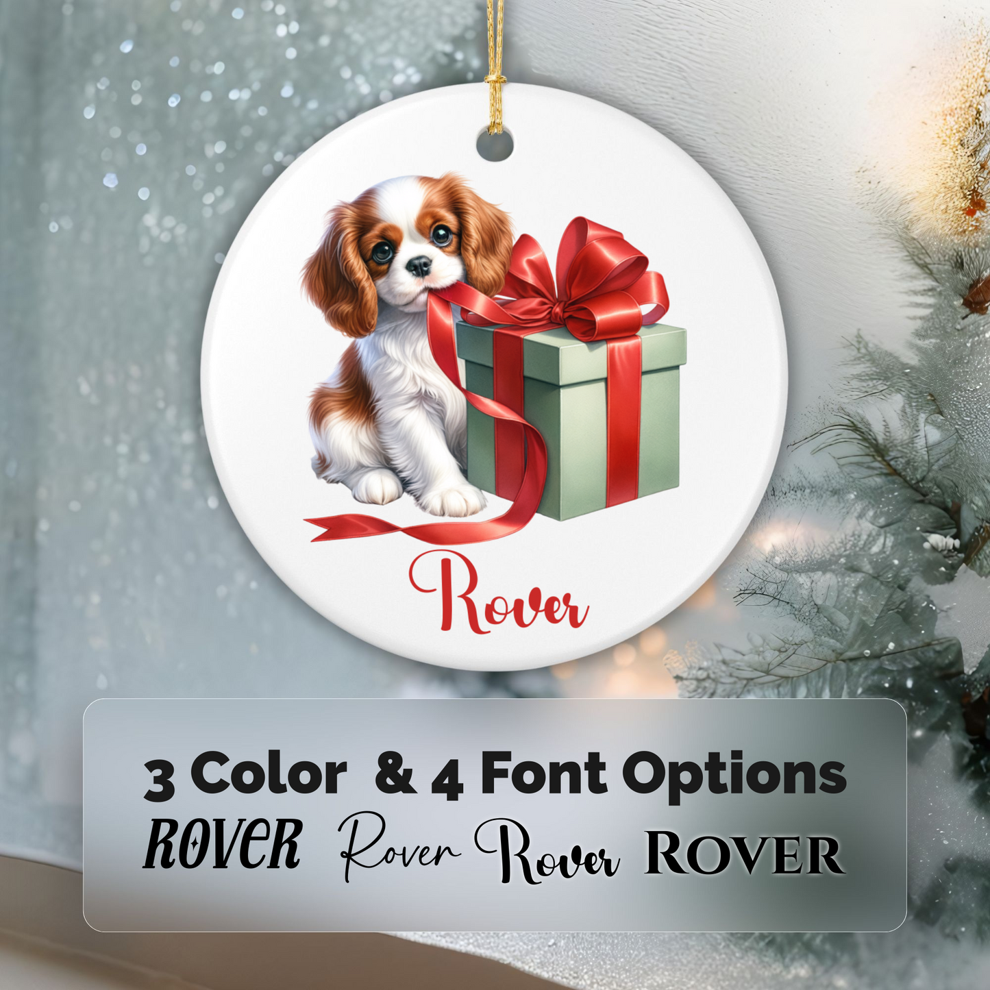 Cavalier King Charles Spaniel Ornament with Custom Name