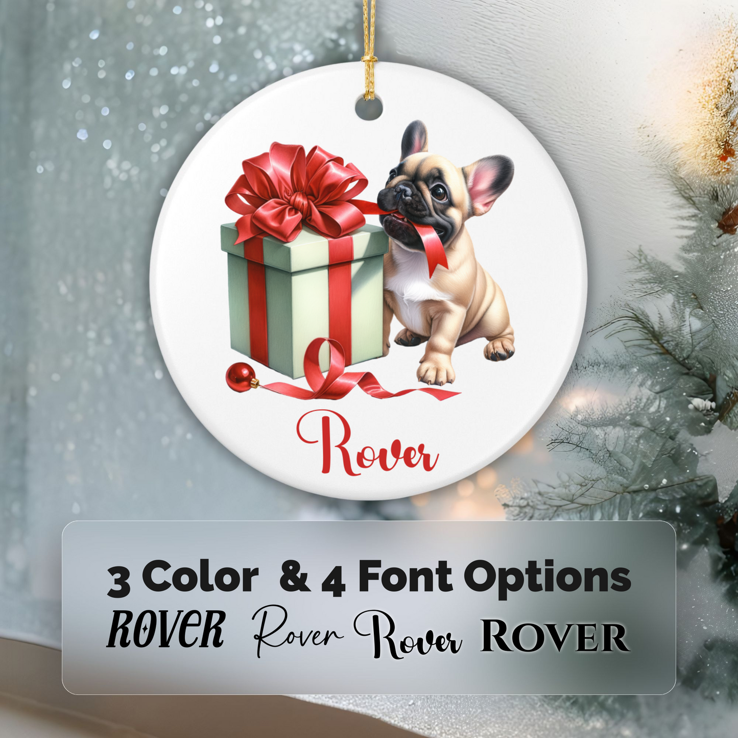 French Bulldog Ornament with Custom Name