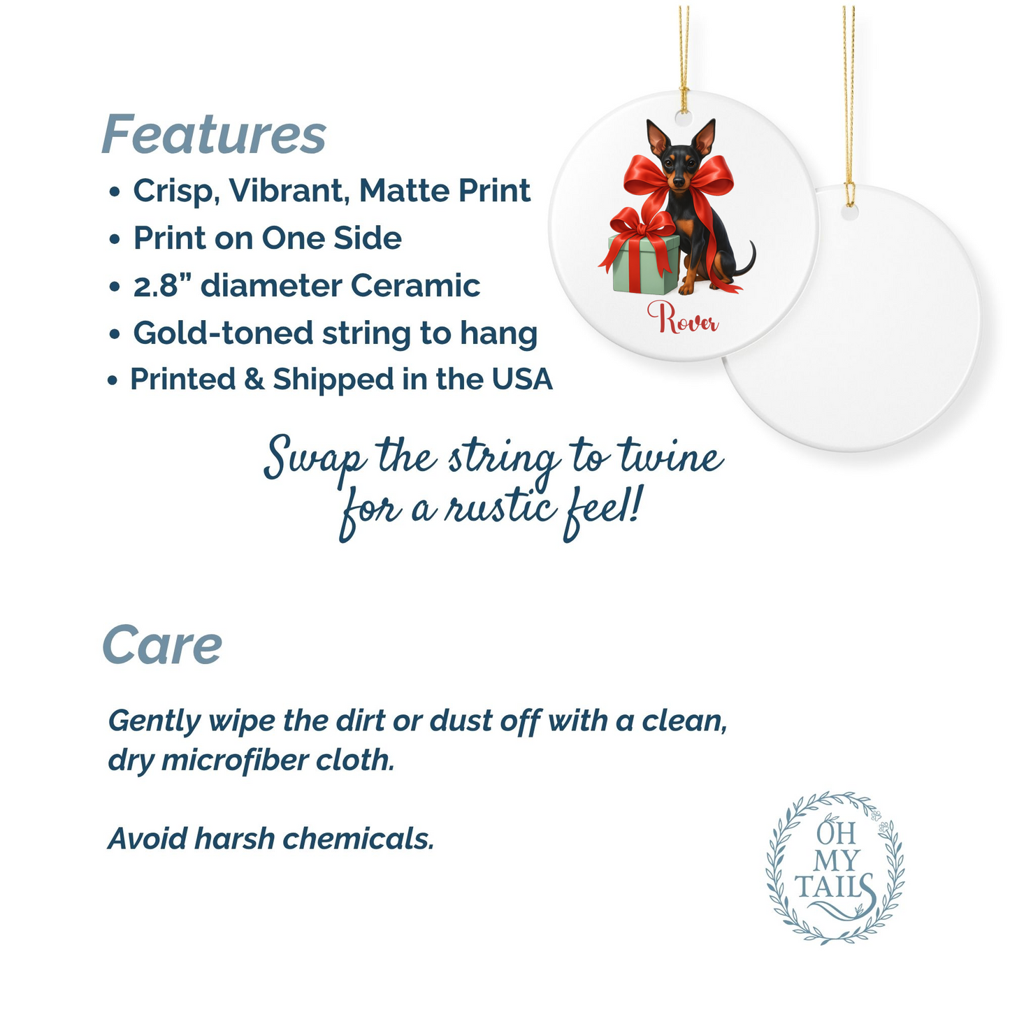 Manchester Terrier Ornament with Custom Name