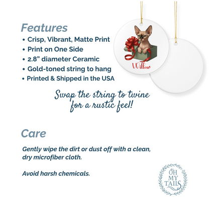 Sphynx Cat Ornament with Custom Name