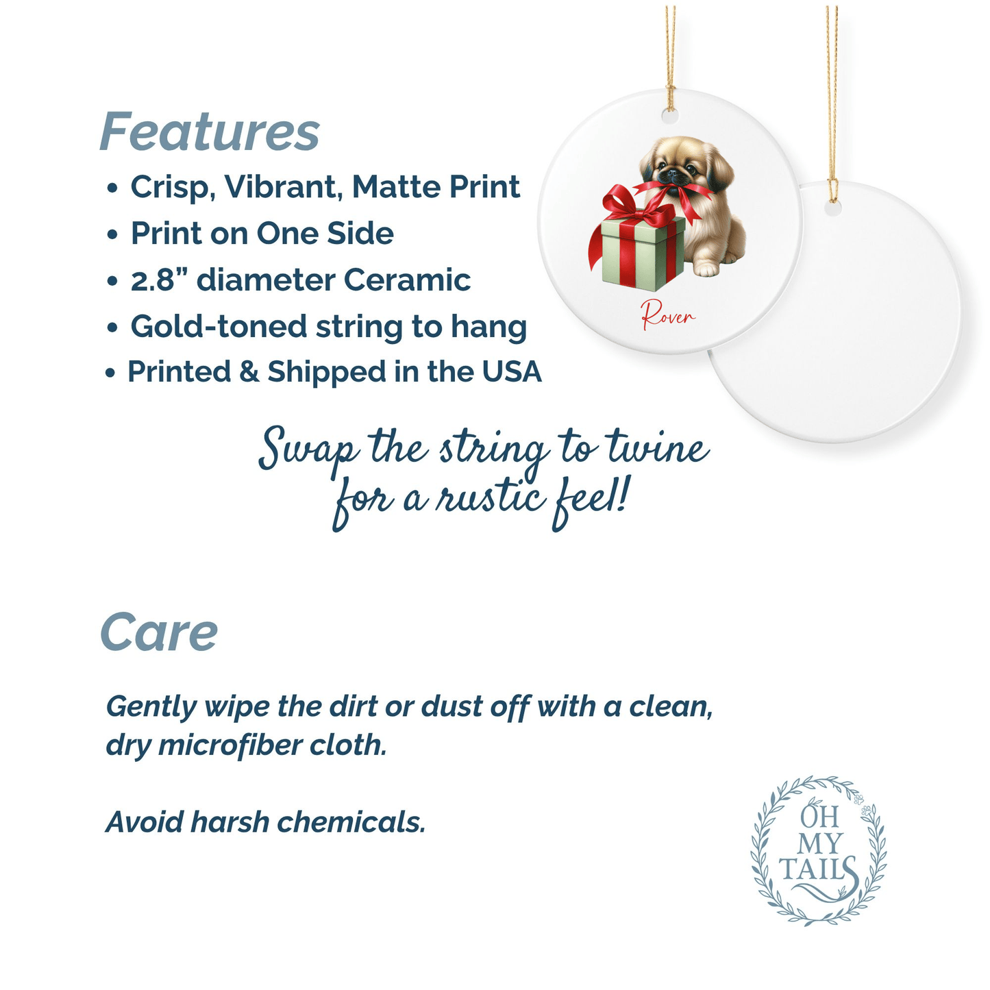 Pekingese Ornament with Custom Name