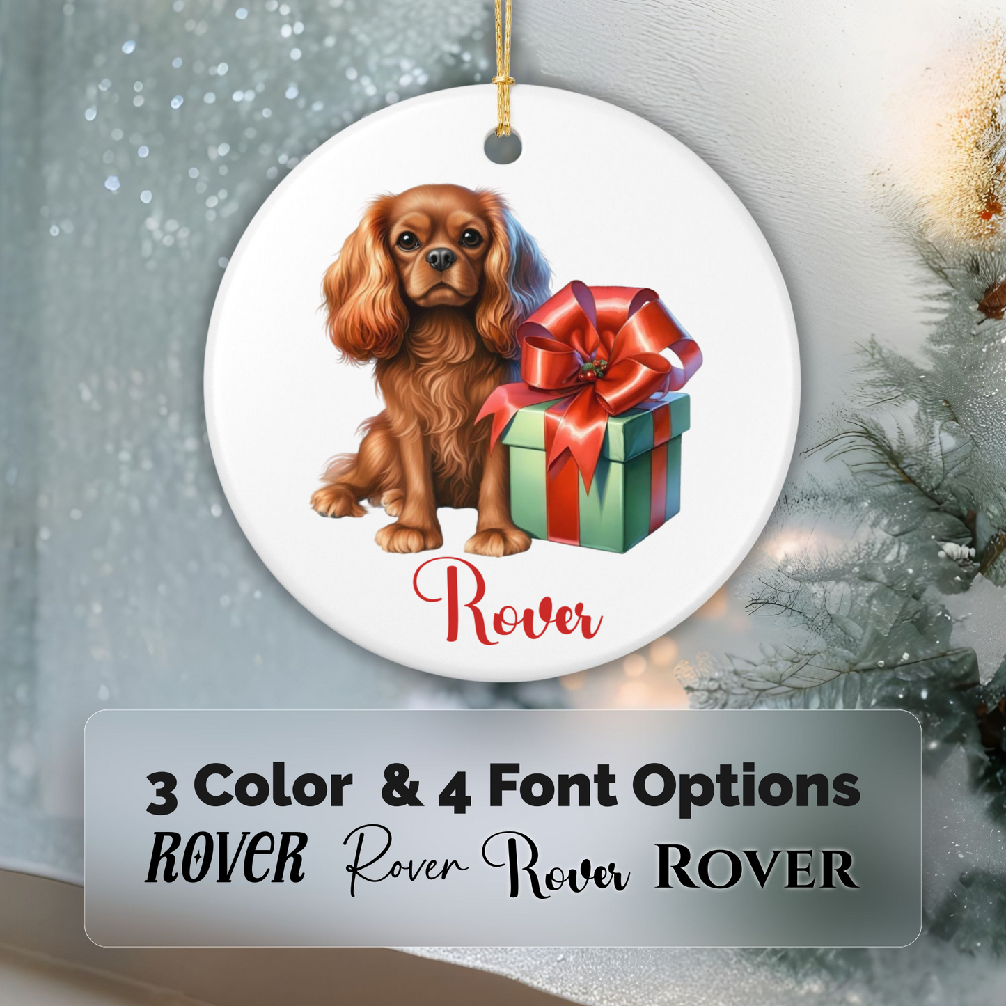 Cavalier King Charles Spaniel Ornament with Custom Name