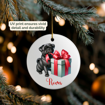 Pug Ornament with Custom Name