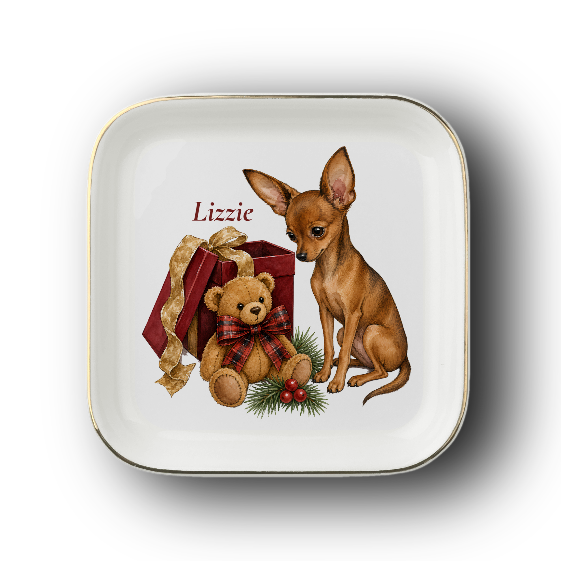 Russian Toy jewelry dish on a white background