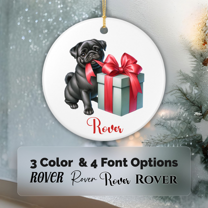 Pug Ornament with Custom Name
