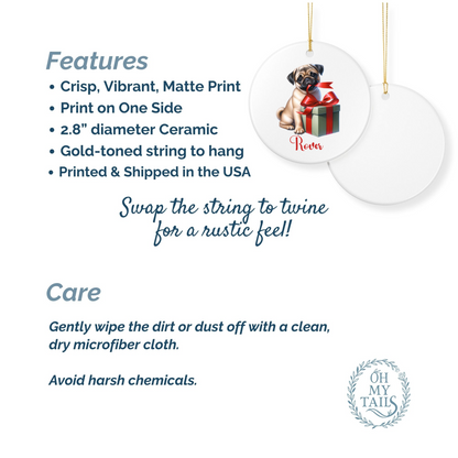 Pug Ornament with Custom Name