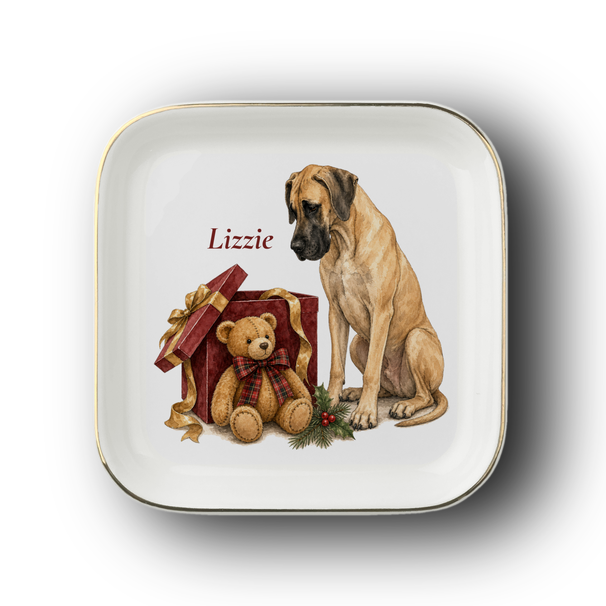 Great Dane jewelry dish on a white background