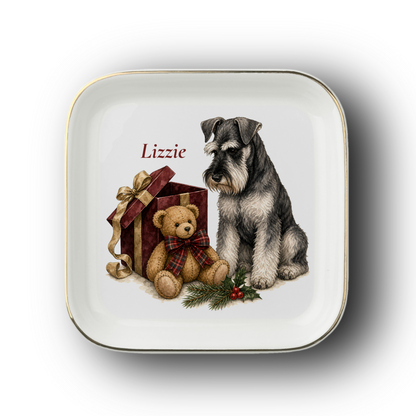 Standard Schnauzer jewelry dish on a white background