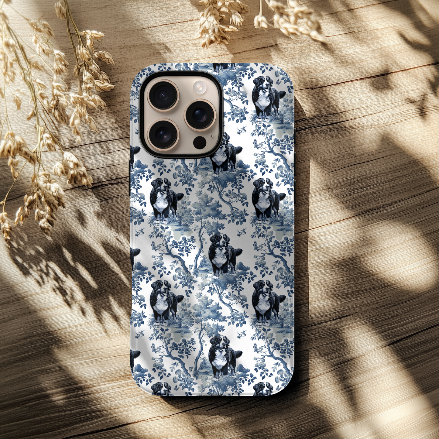 Bernese Mountain Dog Phone Case - Toile Pattern