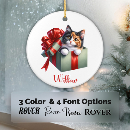 Calico Cat Ornament with Custom Name