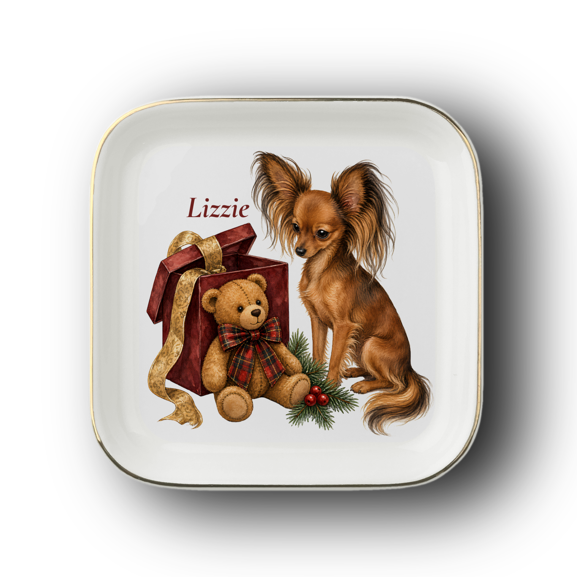 Russian Toy jewelry dish on a white background