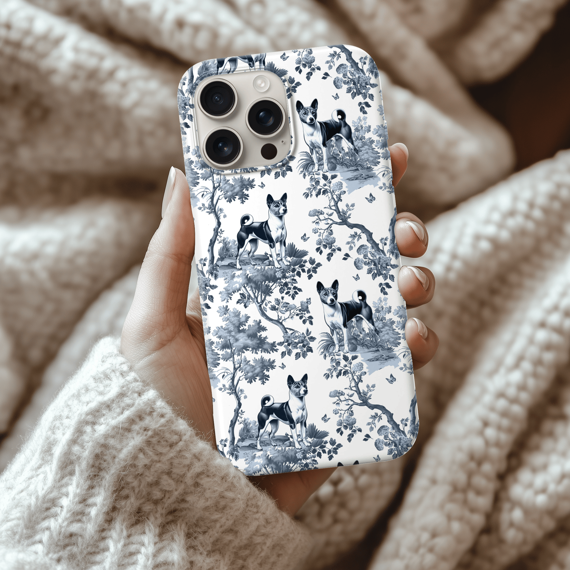 Basenji toile pattern phone case