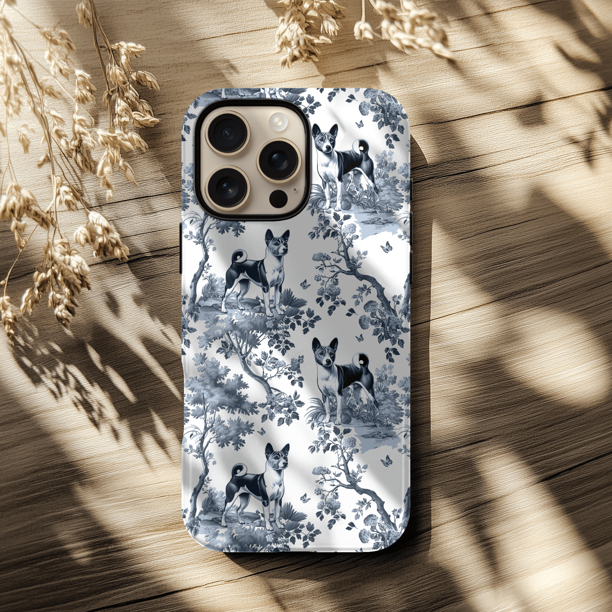 Basenji toile pattern phone case
