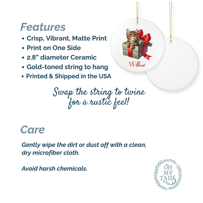 Tabby Cat Ornament with Custom Name