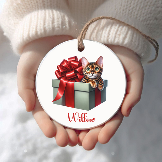 Bengal Cat Ornament with Custom Name