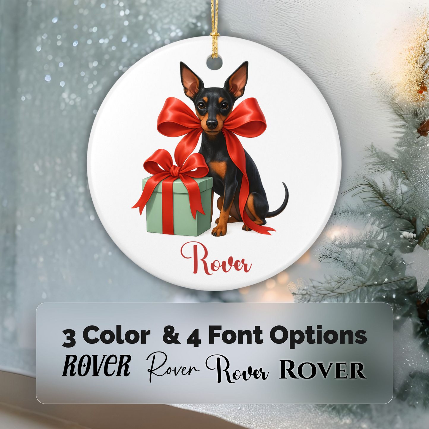 Manchester Terrier Ornament with Custom Name