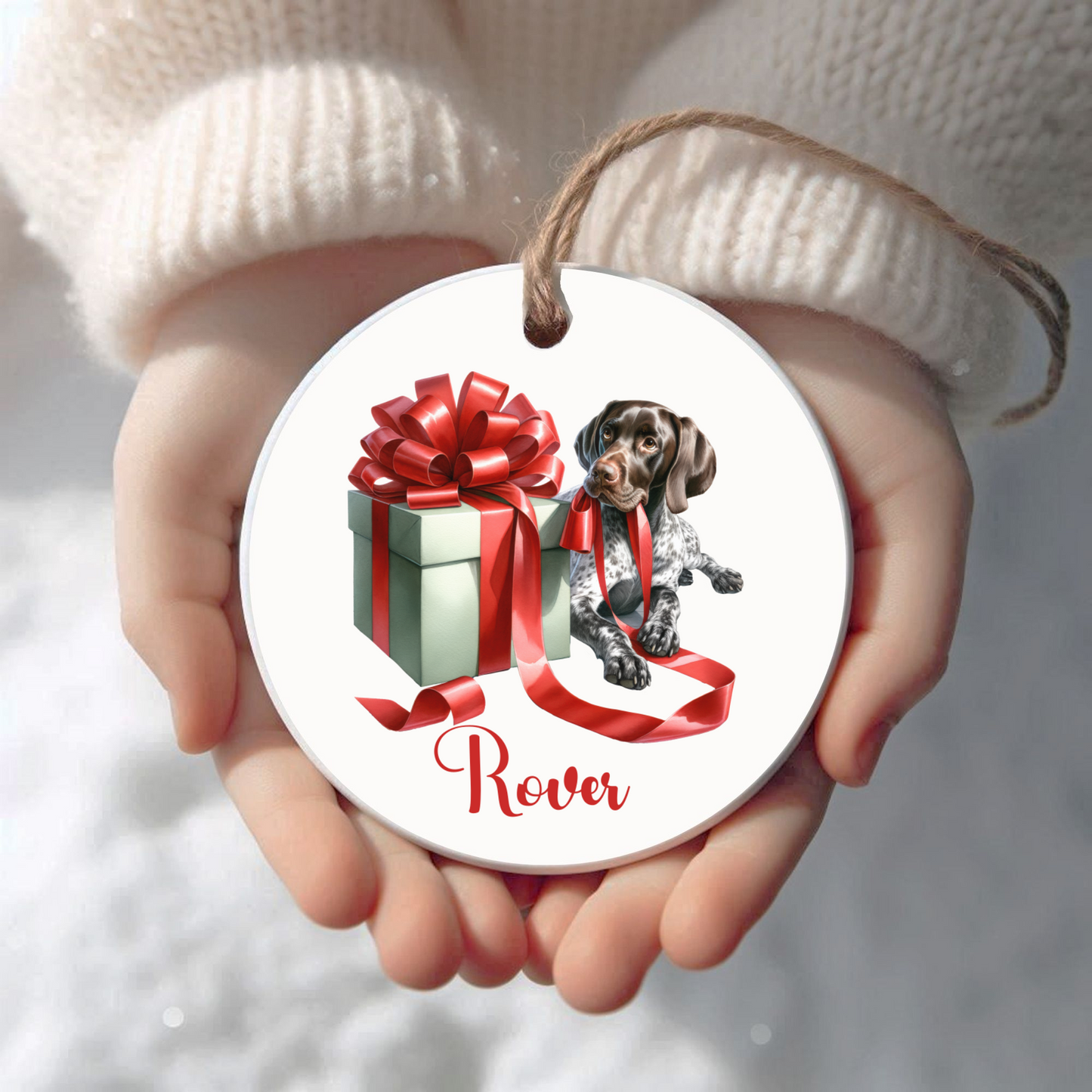 German Shorthaired Pointer Ornament with Custom Name