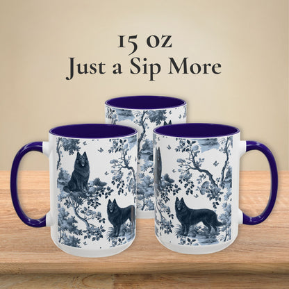 Belgian Sheepdog (Groenendael) Mug - Blue Toile Pattern