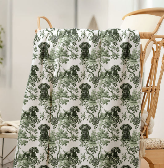 Boykin Spaniel Blanket - Sage Green Toile Pattern