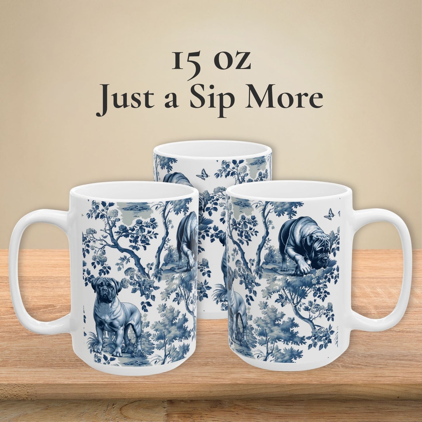 Bullmastiff Mug - Toile Pattern