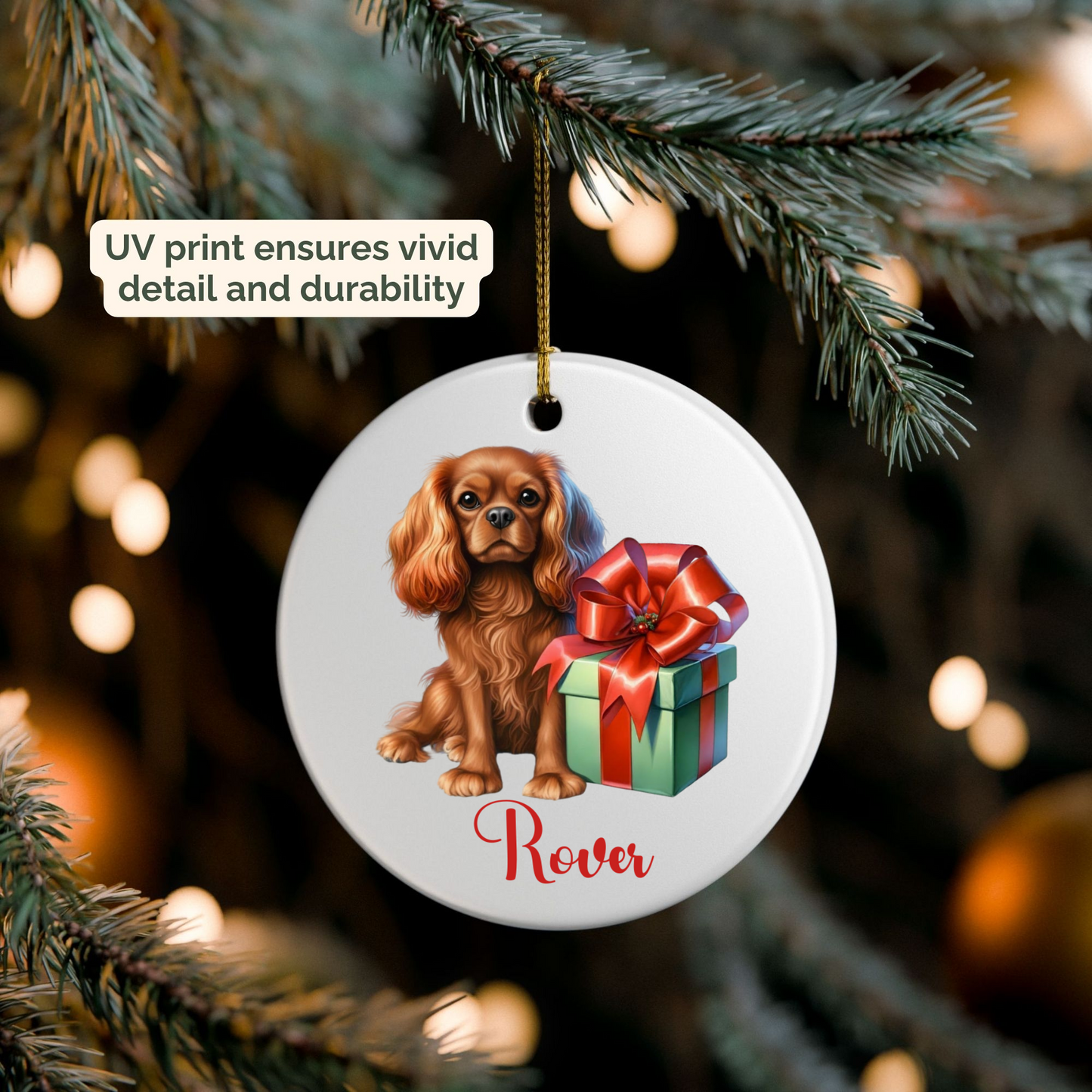 Cavalier King Charles Spaniel Ornament with Custom Name