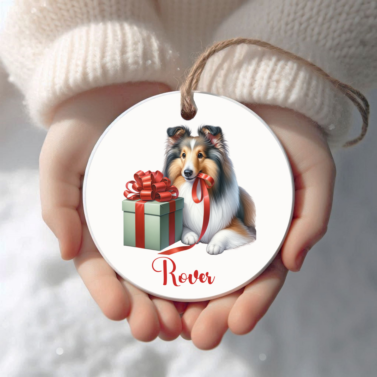 Shetland Sheepdog Ornament with Custom Name
