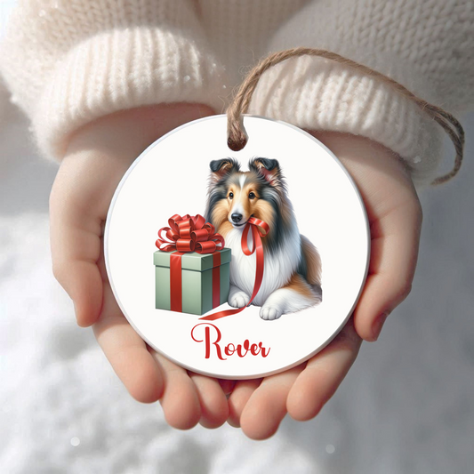 Shetland Sheepdog Ornament with Custom Name