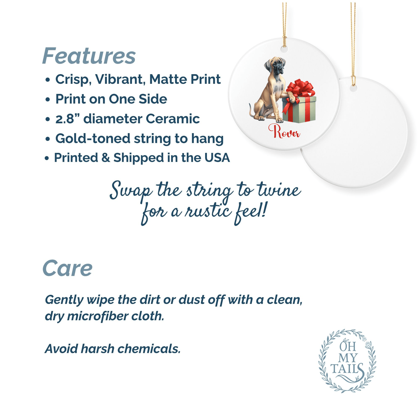 Great Dane Ornament with Custom Name