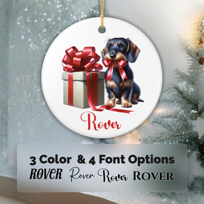 Wirehaired Dachshund Ornament with Custom Name