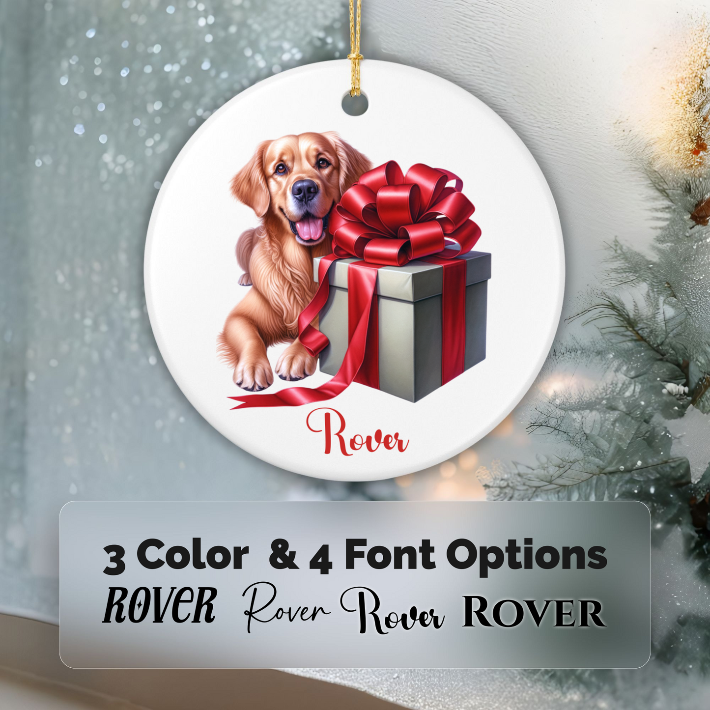 Golden Retriever Ornament with Custom Name