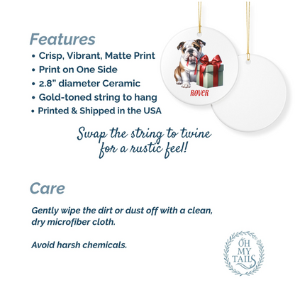 English Bulldog Ornament with Custom Name