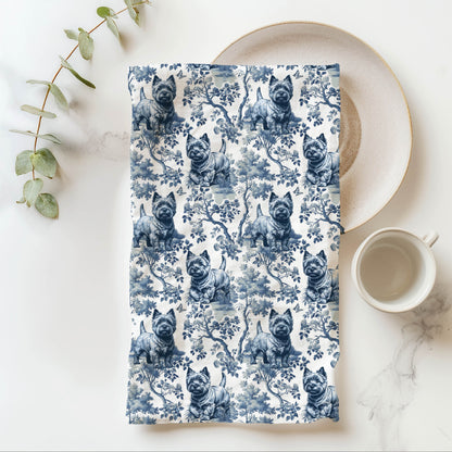 Cairn Terrier Garden Toile tea towel