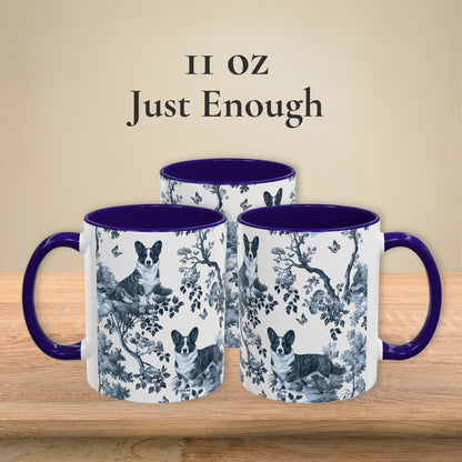 Cardigan Welsh Corgi Mug - Blue Toile Pattern