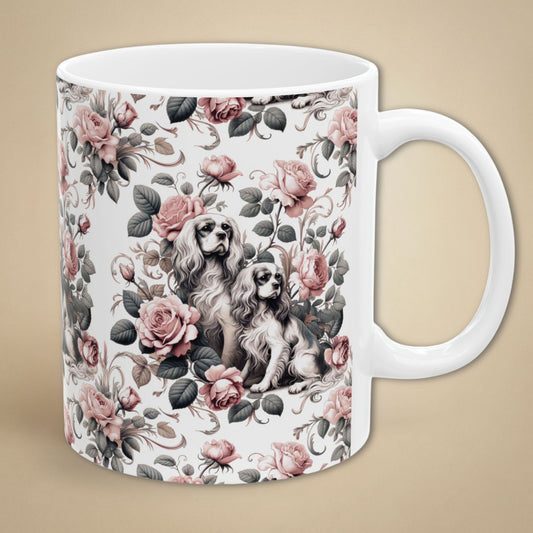 Cavalier King Charles Spaniel Mug - Floral