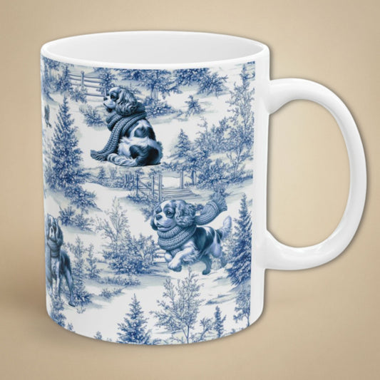 Cavalier King Charles Spaniel Mug - Winter Toile