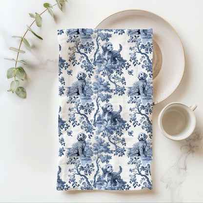 Cavapoo Cotton Tea Towels - Toile Pattern