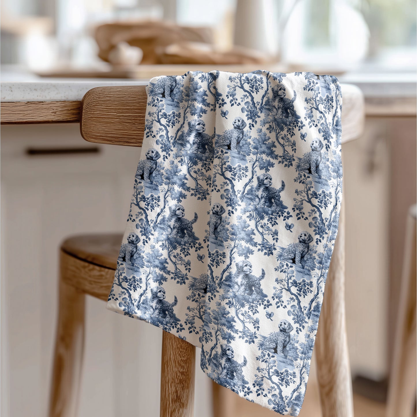 Cavapoo Cotton Tea Towels - Toile Pattern