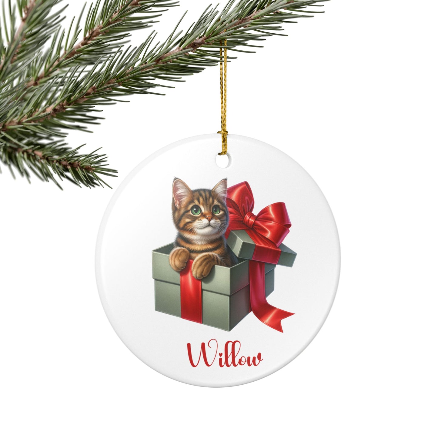 Tabby Cat Ornament with Custom Name