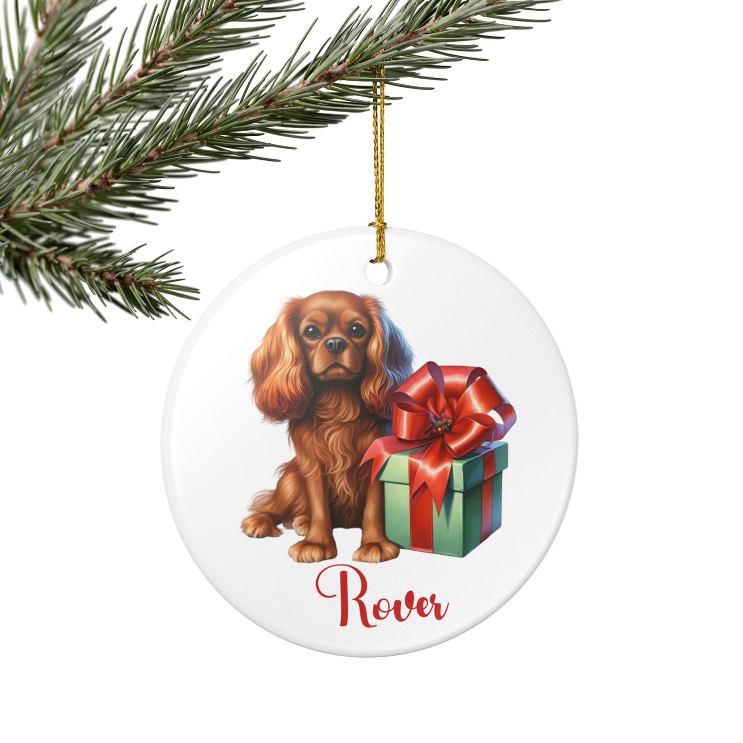 Cavalier King Charles Spaniel Ornament with Custom Name