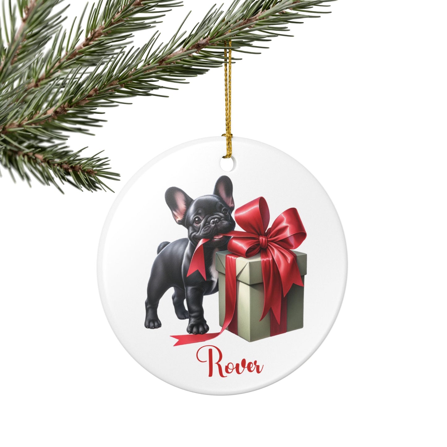 Frenchie Ornament with Custom Name