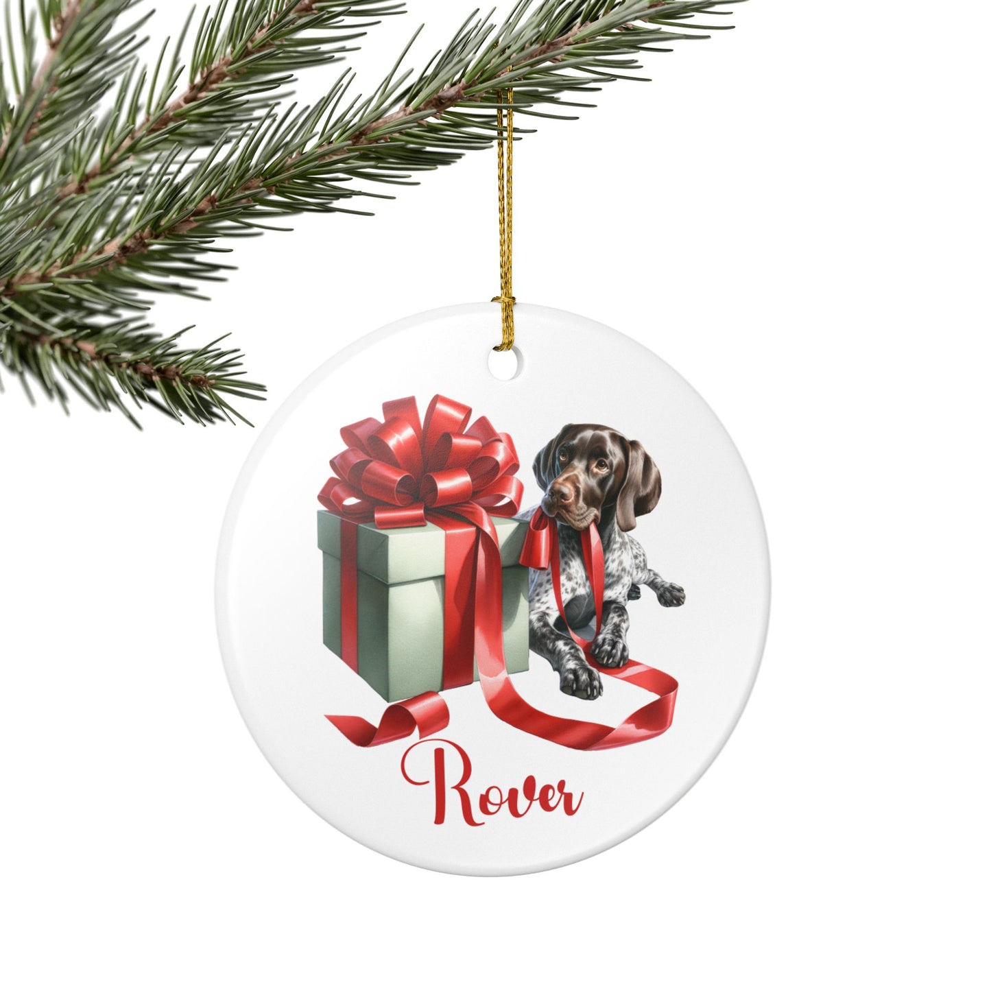 German Shorthaired Pointer Ornament with Custom Name